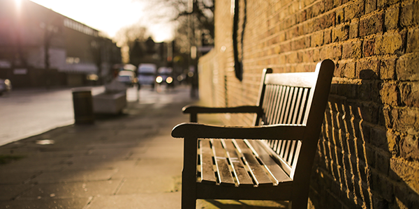 bench on urban street